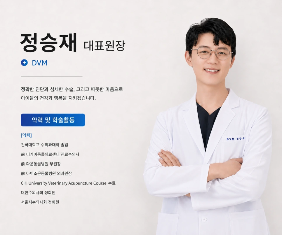 정승재 대표원장의 실제 사진과 제공된 약력